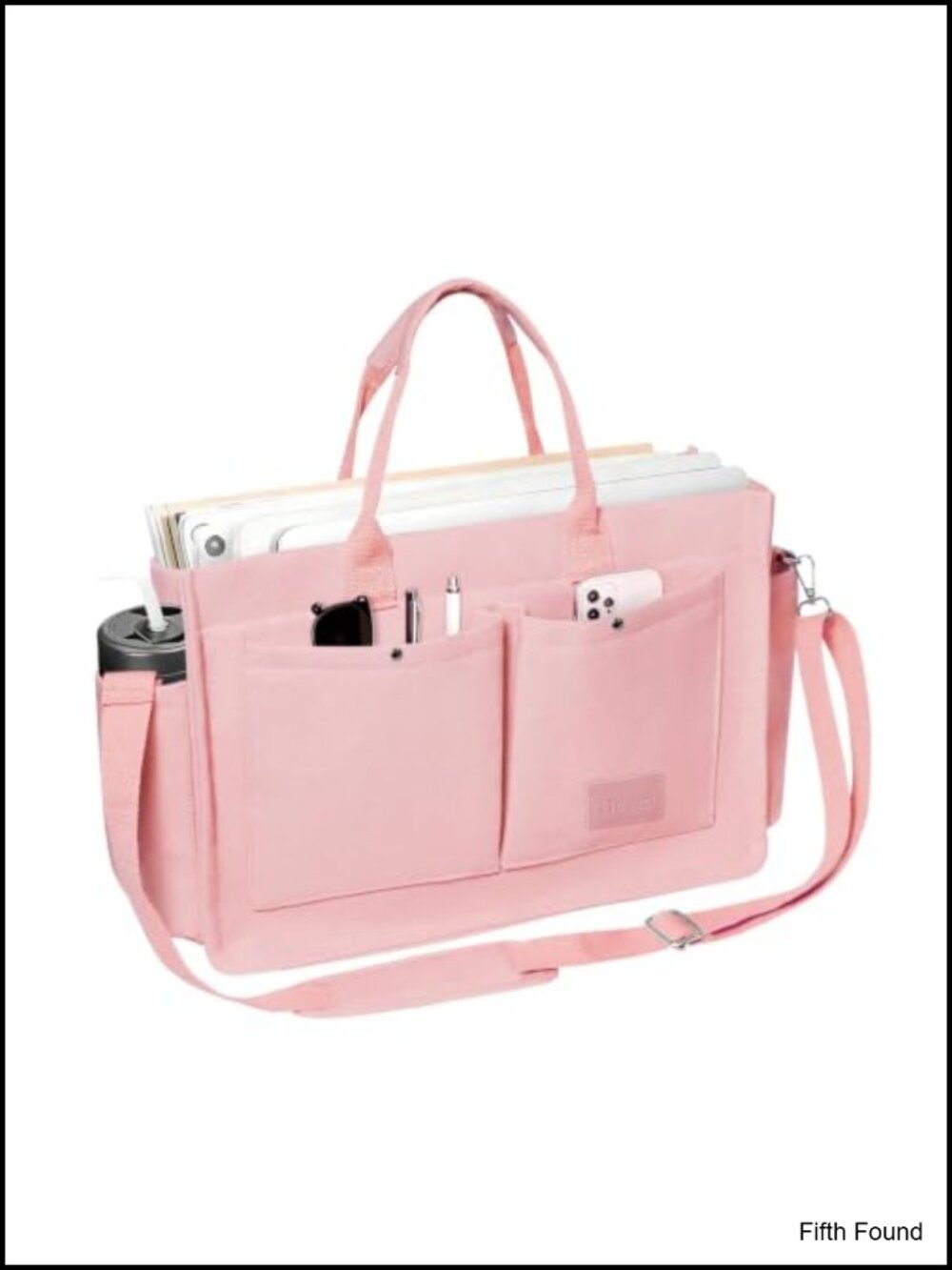 Canvas Multi-Pocket Tote Bag Convertible Laptop Work Crossbody Shoulder Bag